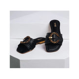 VYBE- Plane Strap Moon Buckle Slide- Black