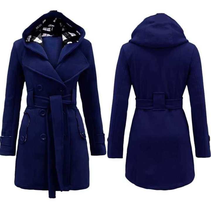 Long blue winter coat best sale