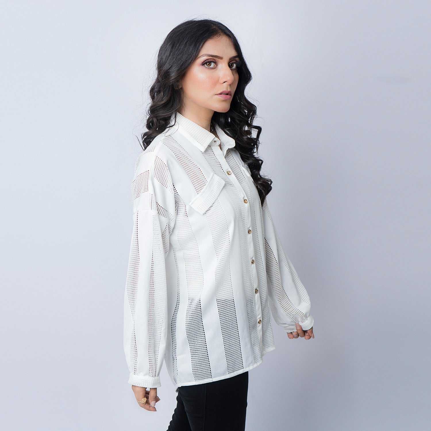 VYBE -White Patterned Top
