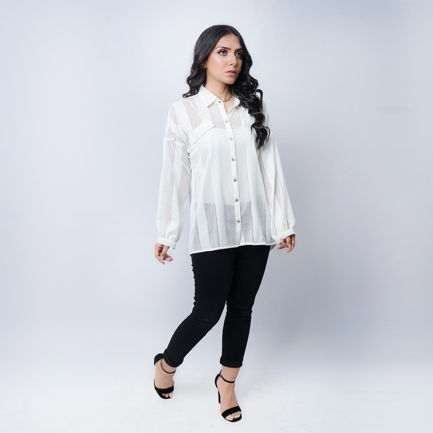 VYBE -White Patterned Top