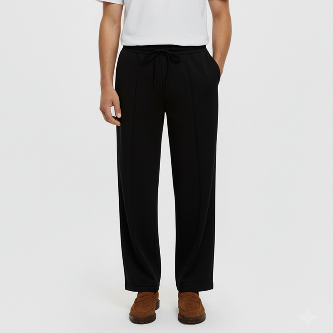 Vybe - Tailored Easy Pleated Trouser -  Black