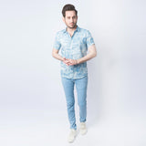 VYBE - Casual Shirt- Blue Half Sleeves