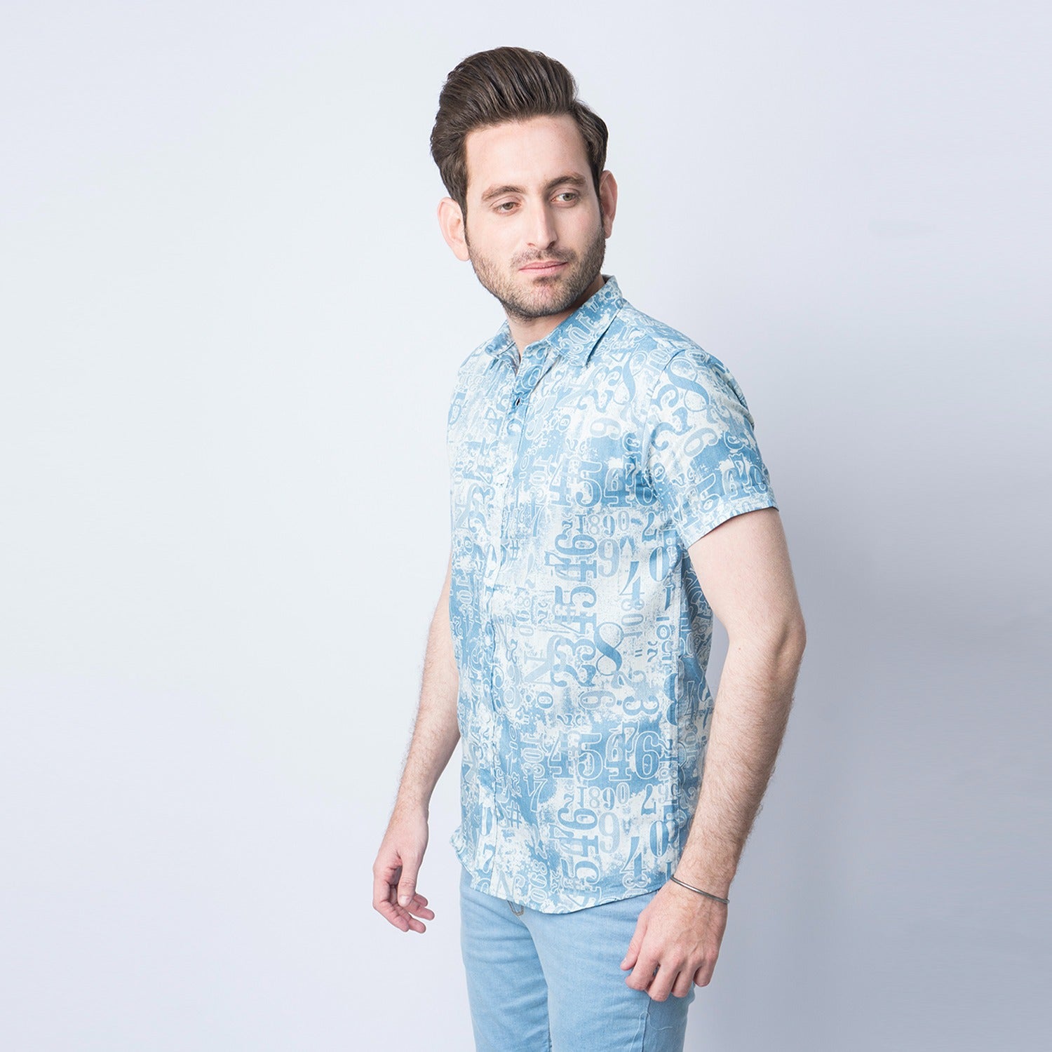 VYBE - Casual Shirt- Blue Half Sleeves
