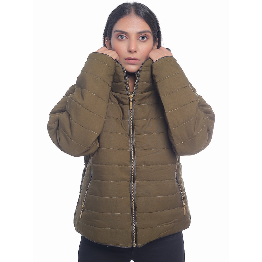 VYBE- Bubble With Hood Zipper- Army Green