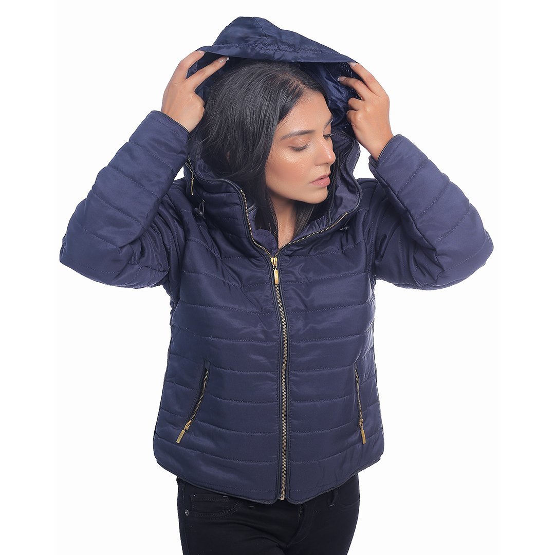 VYBE- Bubble With Hood Zipper- Navy