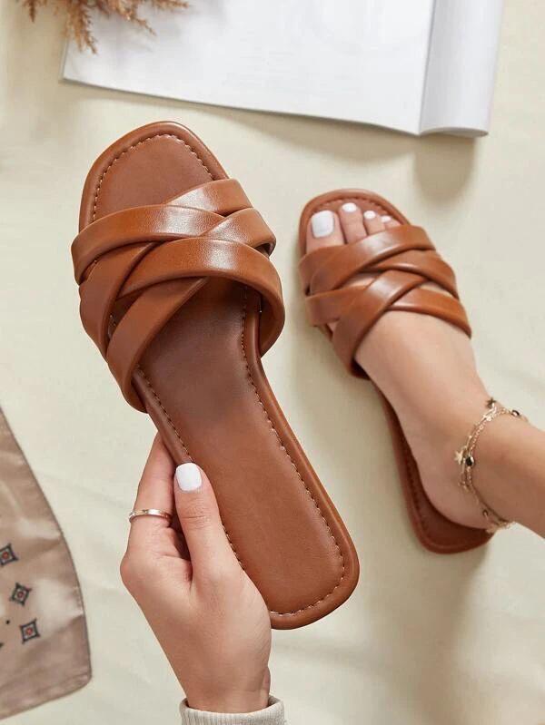 VYBE- Three Strap Slide-Brown