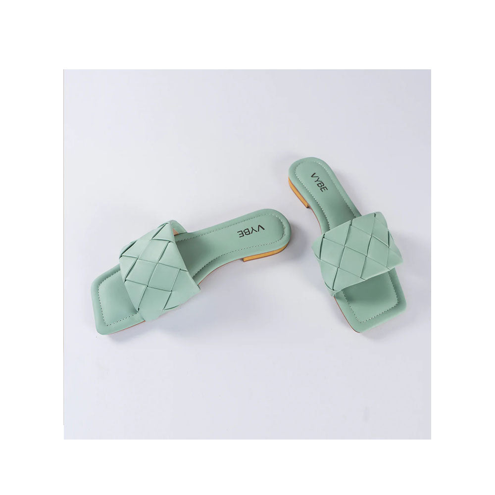 VYBE- Squar Weave Slide-Mint Green