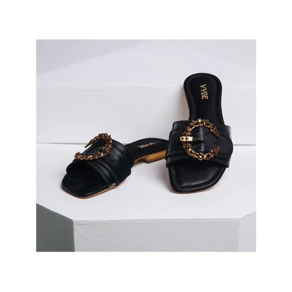 VYBE- Plane Strap Moon Buckle Slide- Black