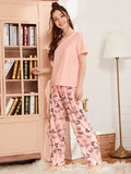 VYBE -  Baby Pink With Butterfly Printed PJ Suit