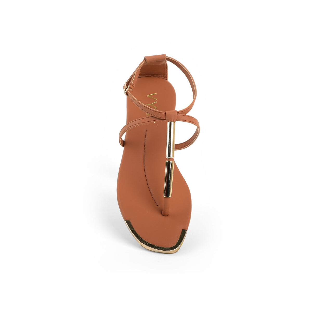 VYBE - Metal Throne Strap Sandal- Brown