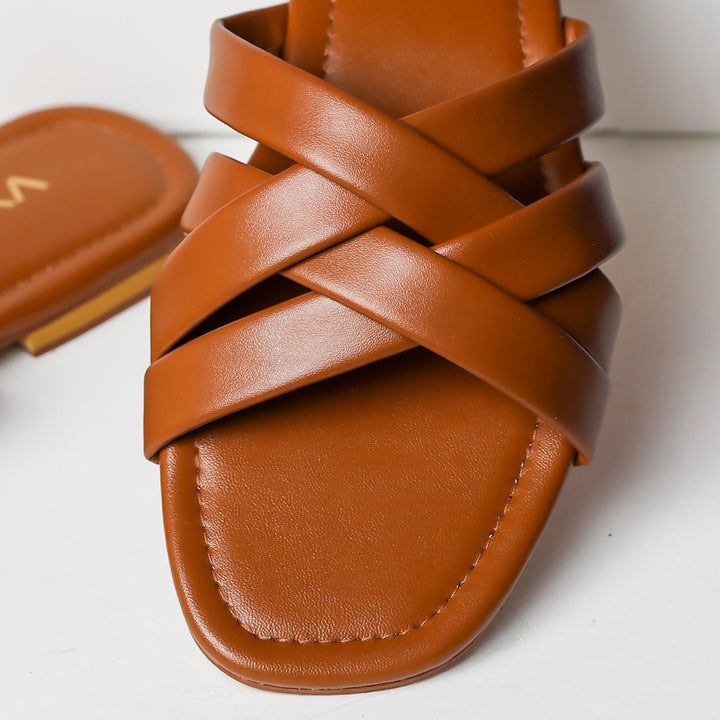 VYBE- Three Strap Slide-Brown
