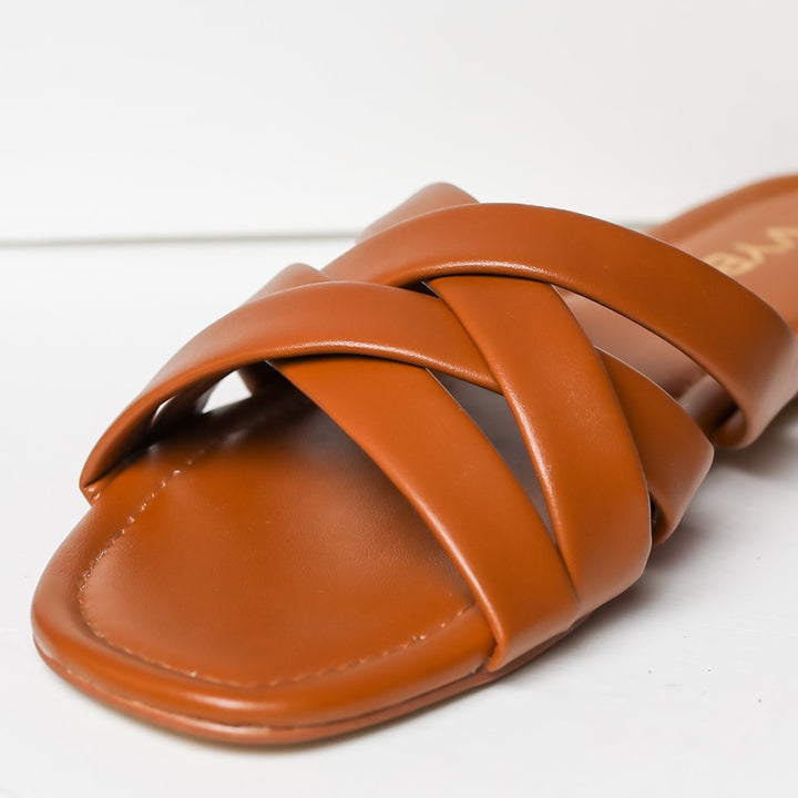 VYBE- Three Strap Slide-Brown