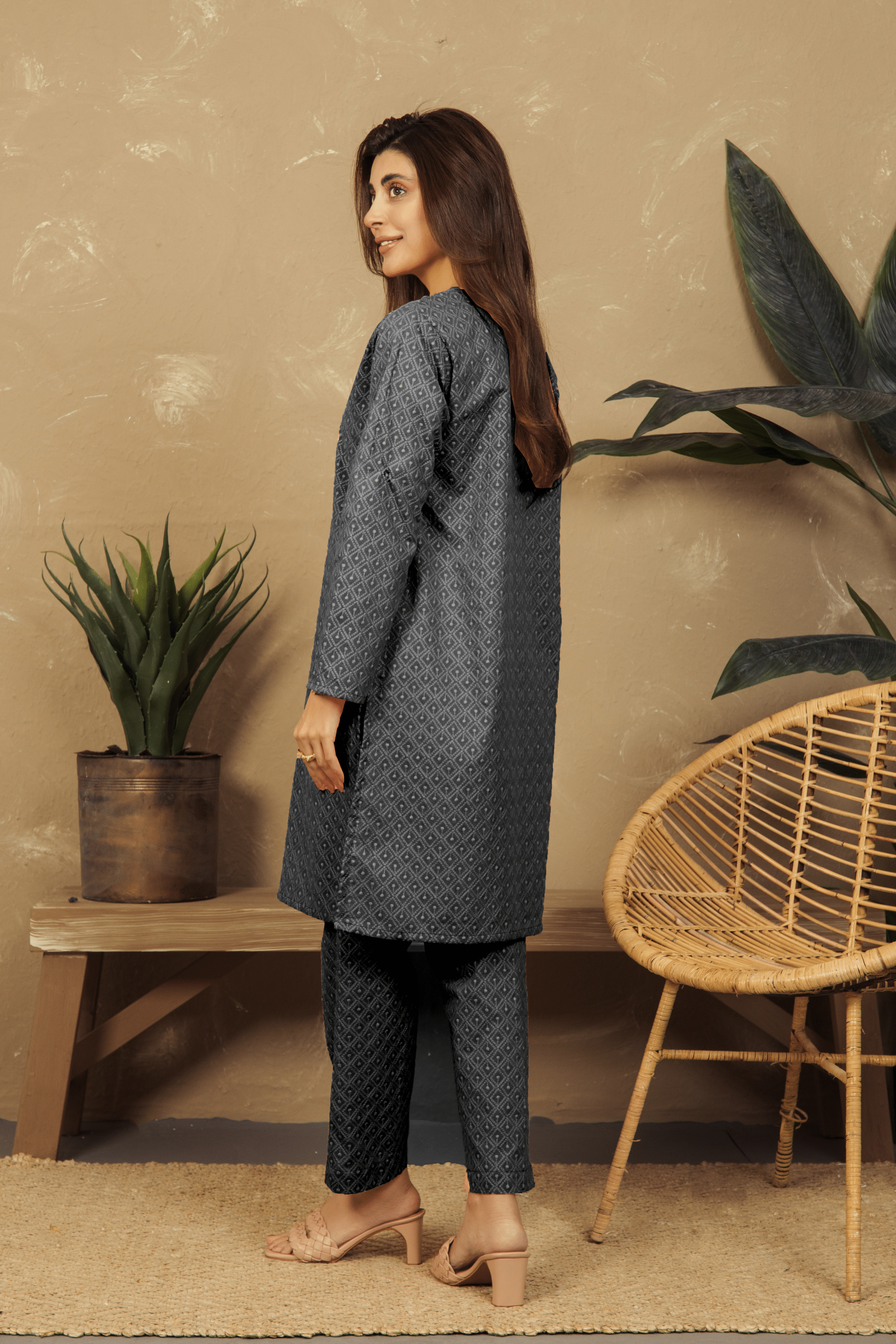VYBE- Basic Co-Ord-Chikankari Gray(Only Kurta)