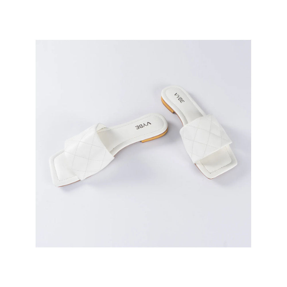 VYBE- Squar Stitch Slide-White