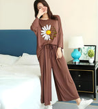 VYBE -  Brown Daisy Flower Printed Pj Suit