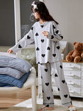 VYBE- Grey Hearts Printed Pj Set