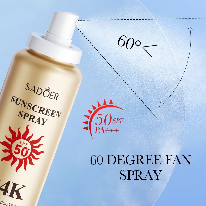 Sadoer 24K Gold Whitening Sunscreen Spray UV Protection Facial Body Moisturizing Concealer Waterproof 150ml SD50714