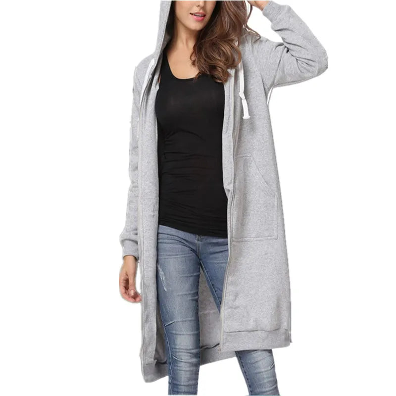 Long grey hoodie womens hotsell