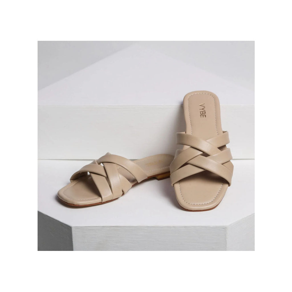 VYBE- Three Strap Slide-Beige