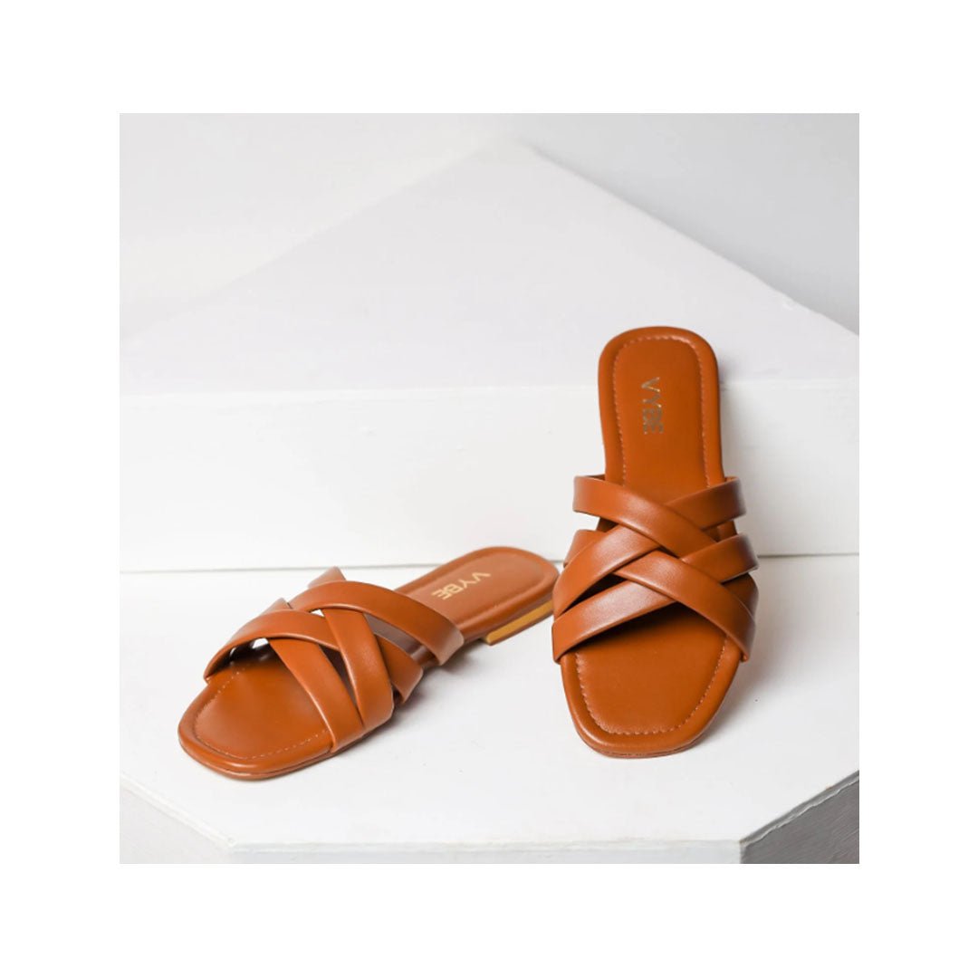 VYBE- Three Strap Slide-Brown