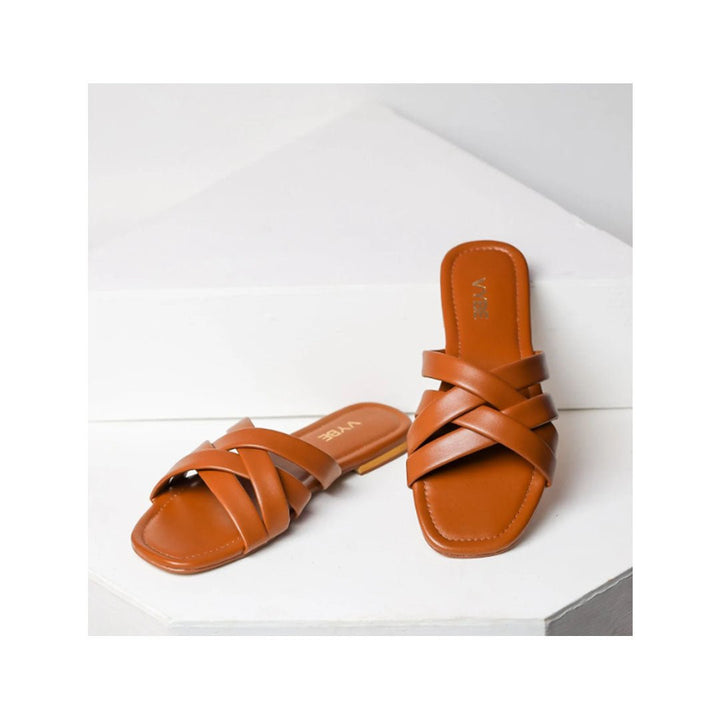 VYBE- Three Strap Slide-Brown