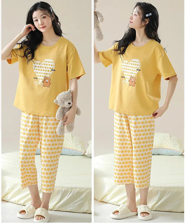 VYBE -  Cute Bear Printed Pj Suit