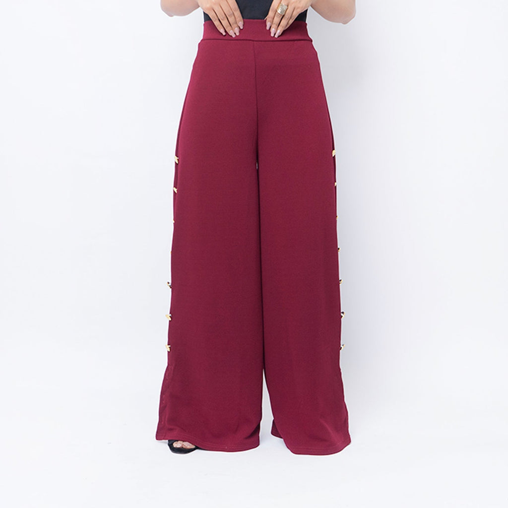 VYBE- Ladies Pants Red with button
