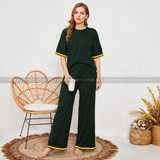 VYBE -  Flexxi Soft Cotton Co ord Set - Olive Green