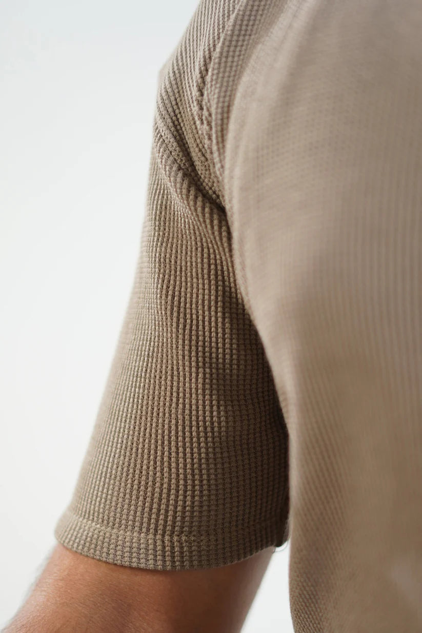 Vybe - Waffle Knitted Polo - Biege