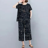 VYBE -  Black Capri Printed PJ Suit