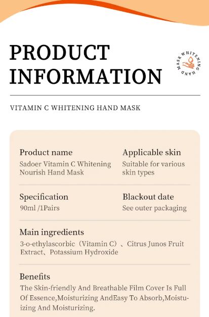 SADOER Pack OF 2 Vitamin C Whitening Moisturizing Repair Nourishing Korean Hand & Foot Mask (SD91396 SD91389)