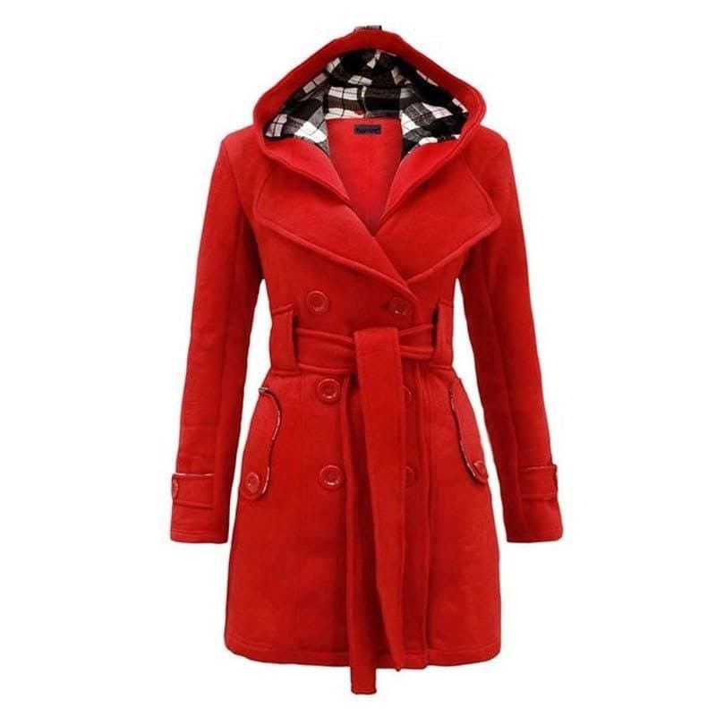 Ladies long red coats best sale