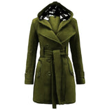 VYBE - Women Long Coat - Olive Green