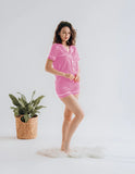 Vybe - Button Down Silk With Short - Darkpink