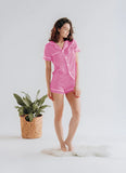 Vybe - Button Down Silk With Short - Darkpink