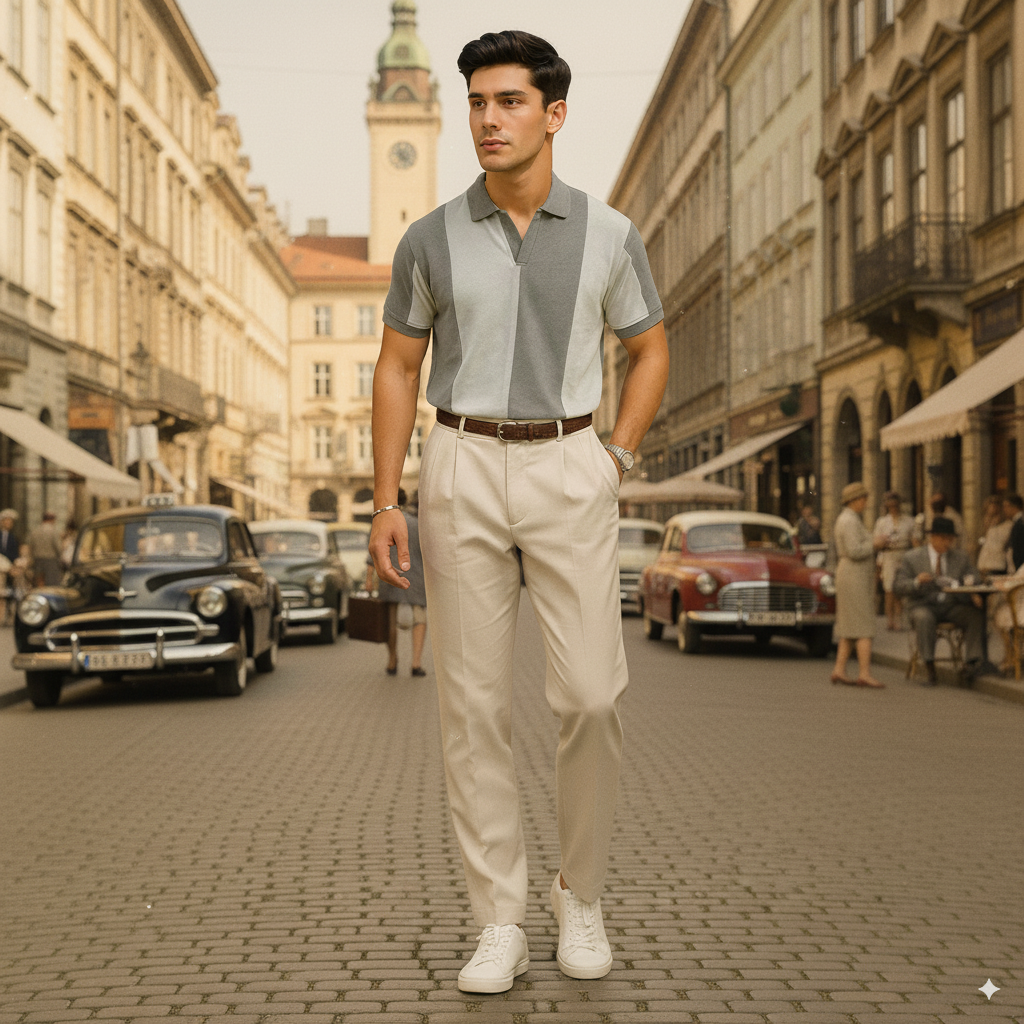 Vybe - Vintage Johnny Collar Polo - Grey