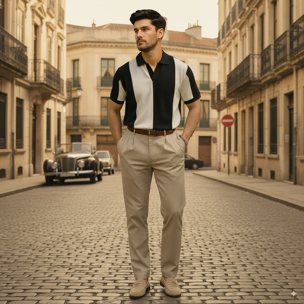 Vybe - Vintage Johnny Collar Polo - Black