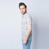 VYBE - Casual Shirts, Linear floral- White, Half Sleeve