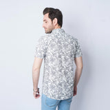 VYBE - Casual Shirts, Linear floral- White, Half Sleeve