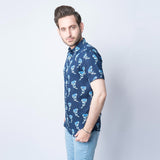 VYBE - Casual Shirts, Floral Blue Hues- Half Sleeve