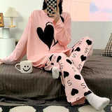 VYBE - Pink Big Hearts Printed Pj Suit Full Sleeves