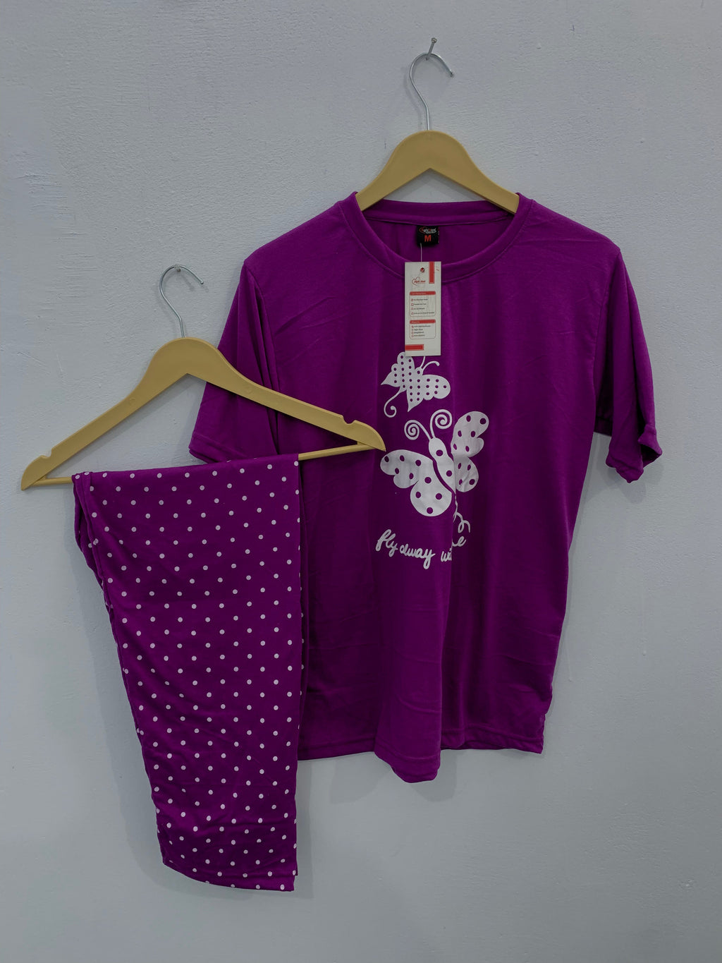 VYBE -  Purple Butterfly Printed PJ Suit