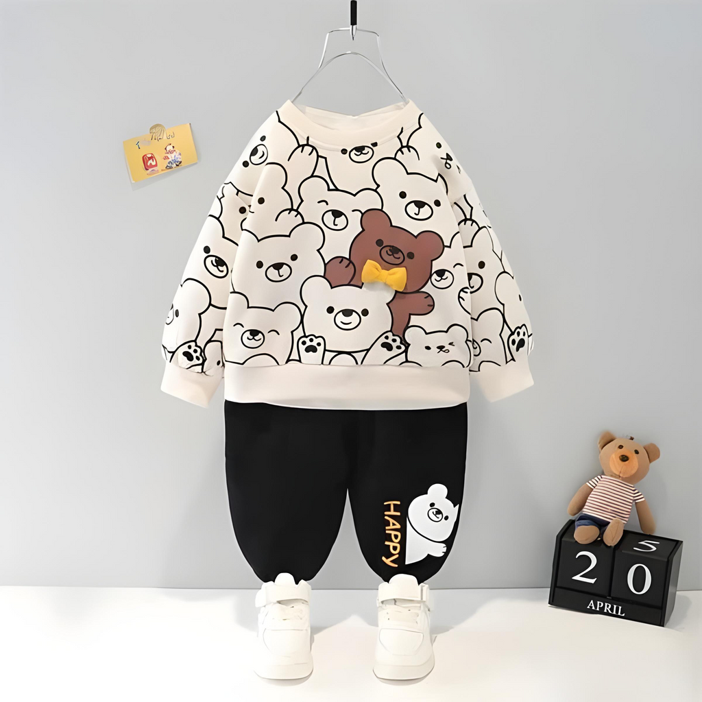 VYBE - Bears Print Sweatshirt With Trouser For Kids White