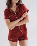 Vybe - Button Down Silk With Short - Maroon