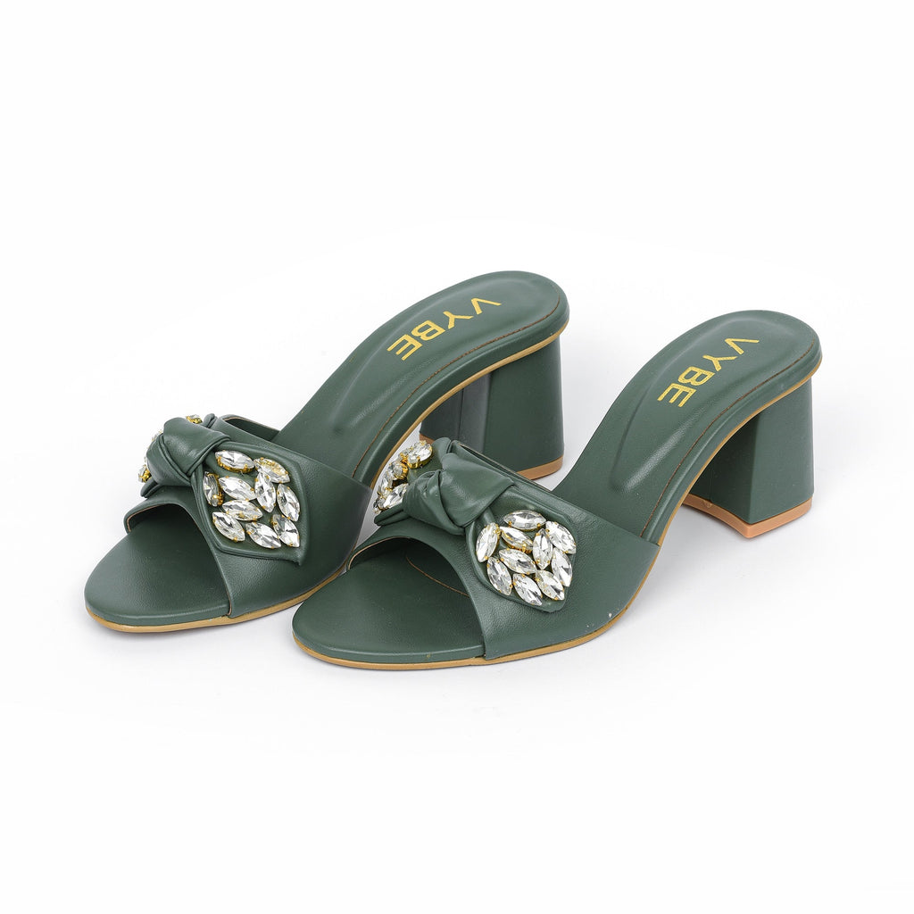 VYBE - Strap Heel With Pearl (Bottle Green)