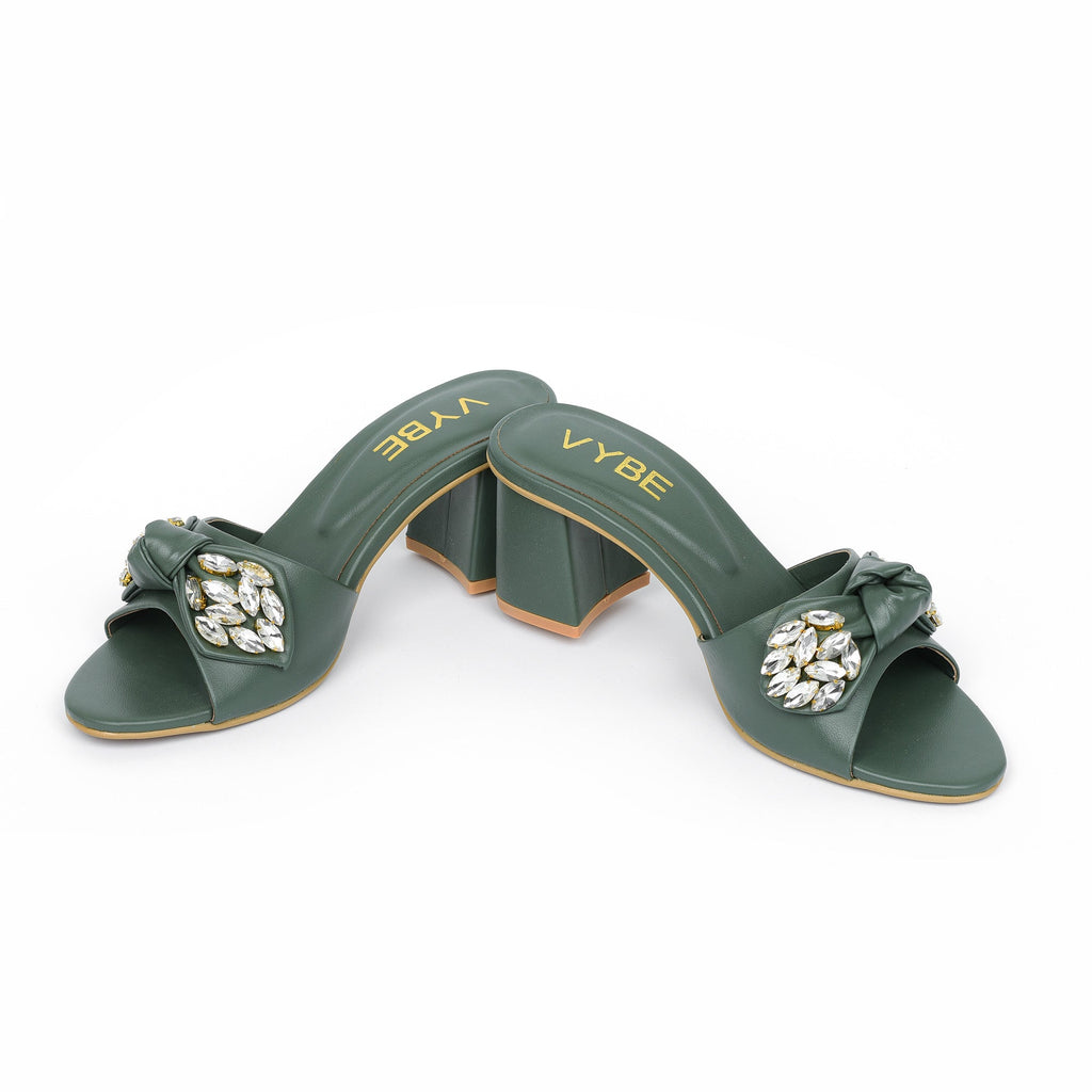 VYBE - Strap Heel With Pearl (Bottle Green)