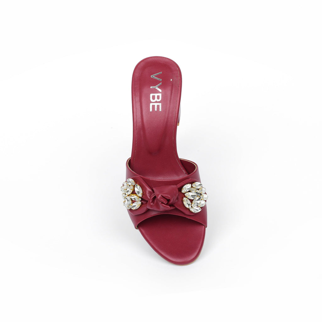 VYBE - Strap Heel With Pearl (Maroon)