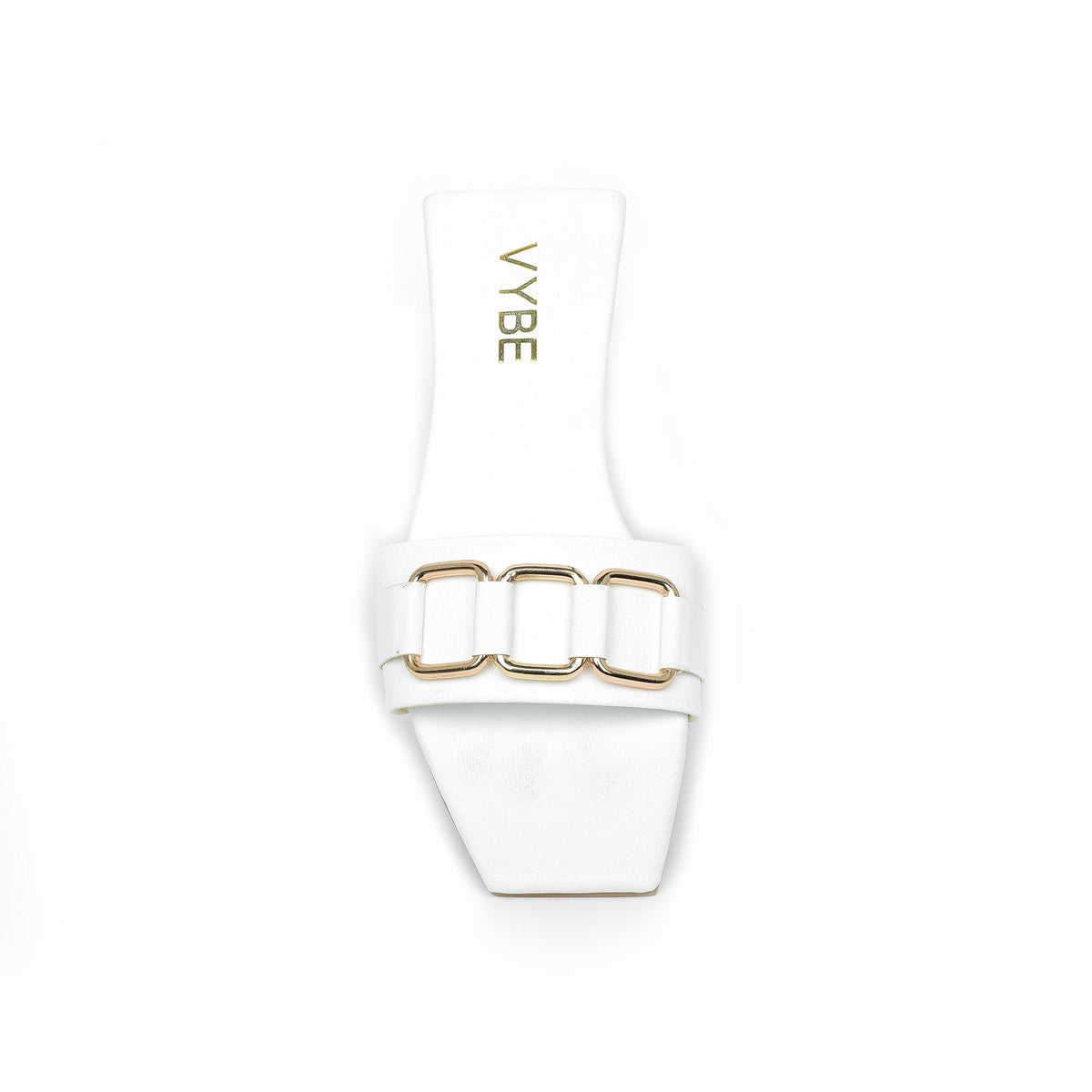 VYBE - White Slides with Square chain