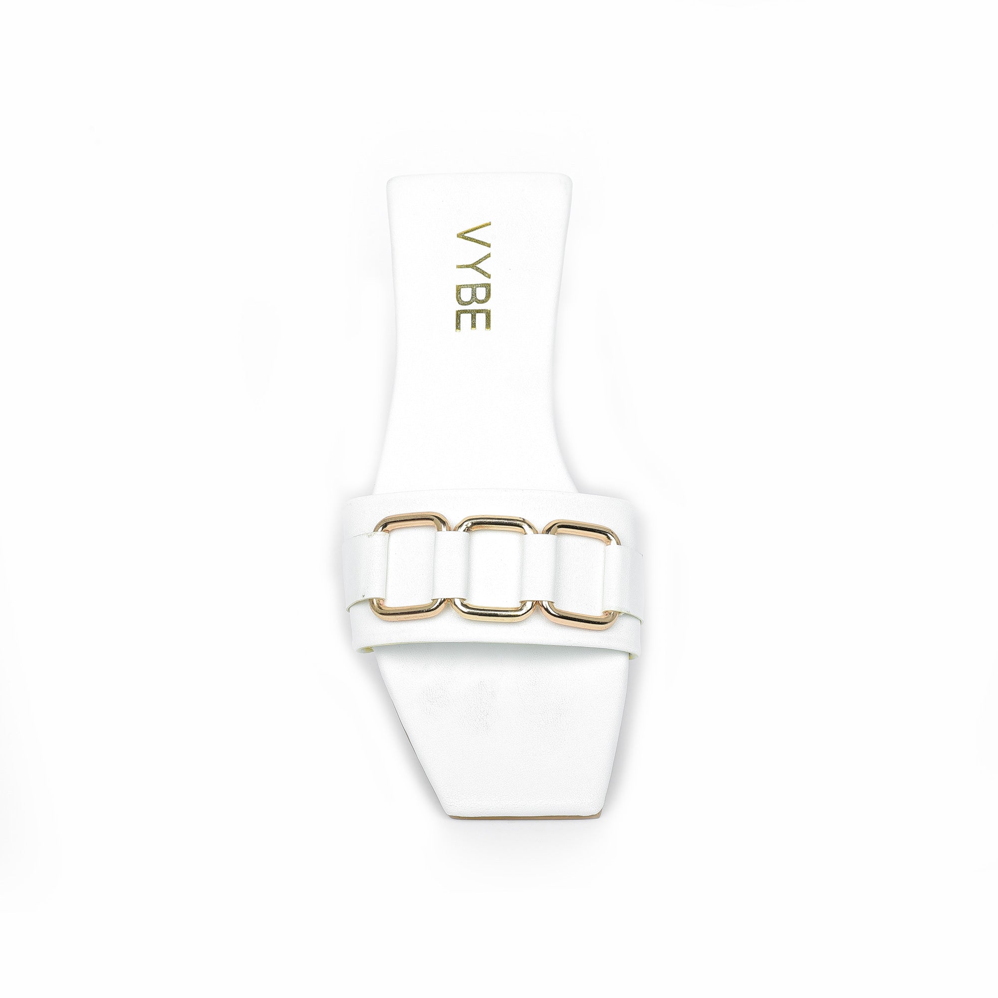 VYBE - White Slides with Square chain
