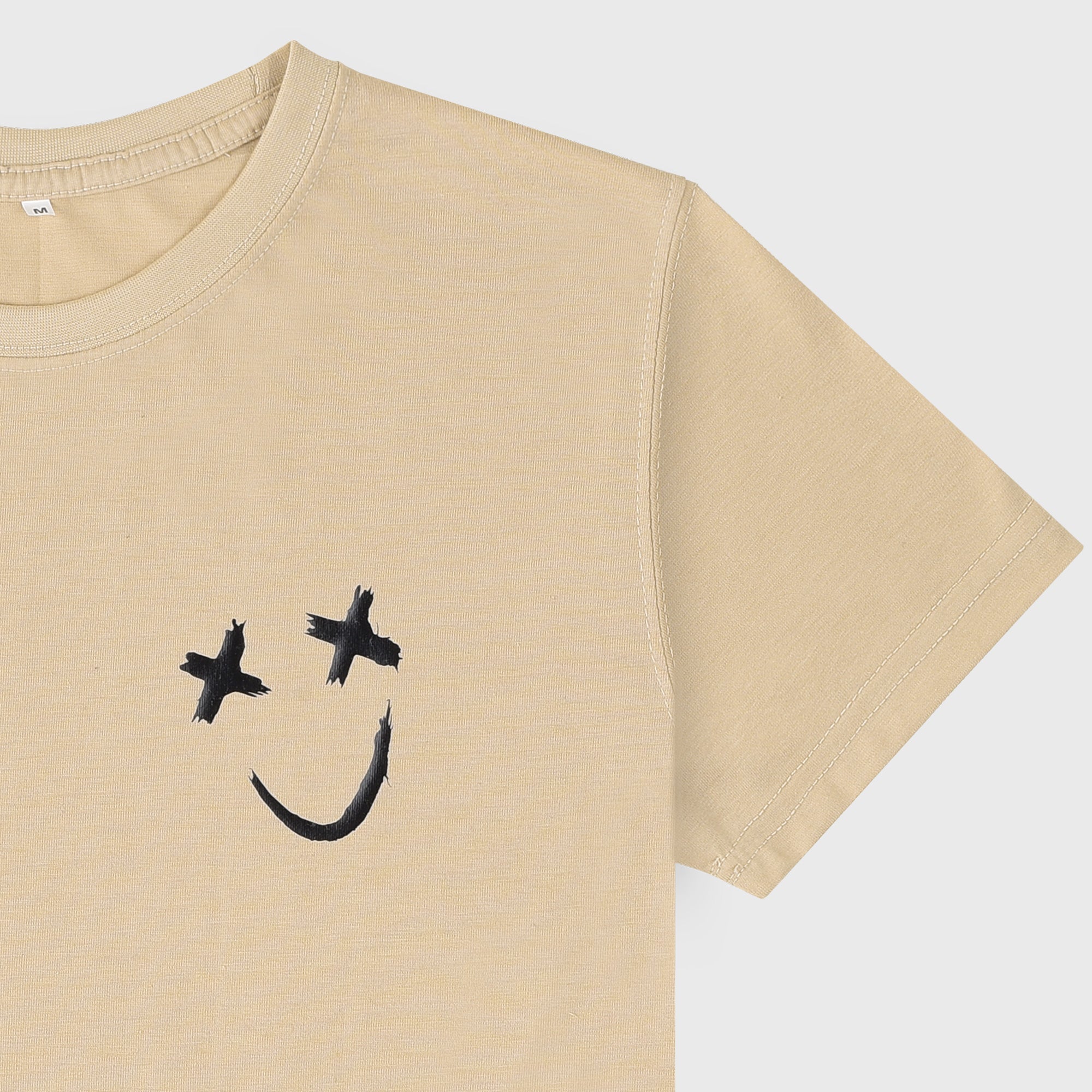 VYBE - Smiley Crew Neck Tee- Beige